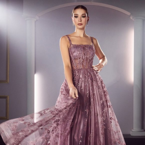 NEW LONG OFF THE SHOULDERS SLEEVELESS DRESS WITH GLITTER PRINT & ZIP CD J840